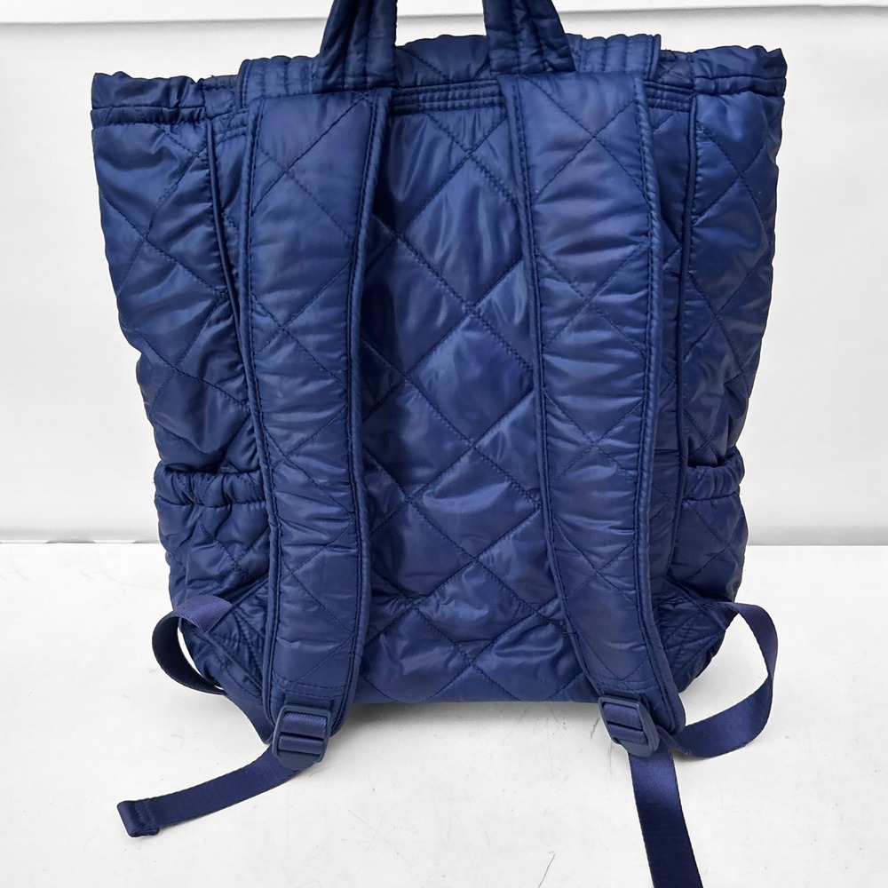 Vera Bradley Navy Blue Quilted Nylon Paisley Lining Drawstring Flap Backpack - Picture 4 of 10